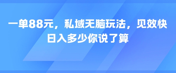一单88元，私域无脑玩法，见效快，日入多少你说了算-点格网络