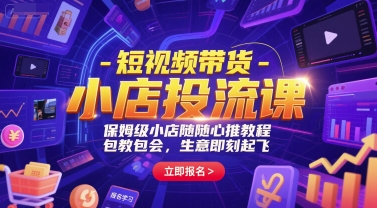 短视频带货-小店投流课，保姆级小店随心推教程，包教包会，生意即刻起飞-点格网络