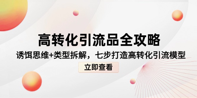 （14849期）高转化引流品全攻略，诱饵思维+类型拆解，七步打造高转化引流模型-点格网络