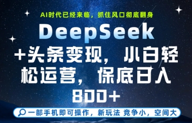DeepSeek+头条变现，保姆级教学，小白轻松上手，日入8张+【揭秘】-点格网络