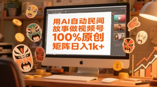 用AI自动民间故事做视频号，100%原创，矩阵日入1k+-点格网络