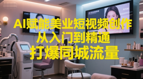 AI赋能美业短视频创作，从入门到精通，打爆同城流量，超级AI工具短视频实操落地-点格网络