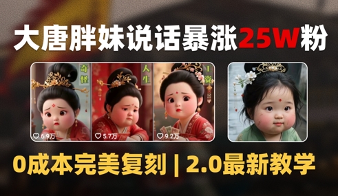 AI大唐胖贵妃说话2.0，40条视频暴涨40w粉，附独家变现攻略-点格网络