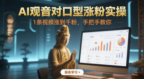 AI观音对口型涨粉实操，1条视频涨到千粉，手把手教你-点格网络