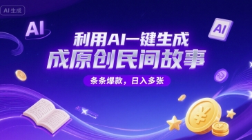 利用AI一键生成原创民间故事，无限制生成，条条爆款，日入多张-点格网络