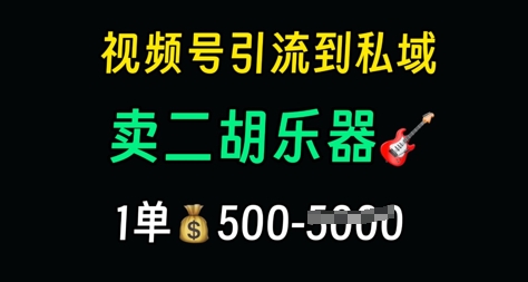 视频号引流到私域卖二胡乐器，1单利润5张，长期稳定项目-点格网络