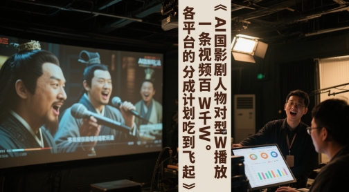 AI三国影视剧人物对口型唱歌玩法，一条视频百W千W播放，各平台的分成计划吃到飞起-点格网络