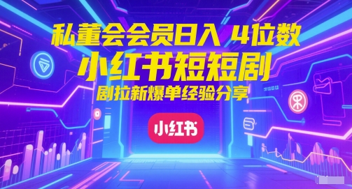 私董会会员日入4位数小红书红果短剧拉新爆单经验分享-点格网络