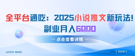 全平台通吃：2025小说推文新玩法，副业月入6k-点格网络