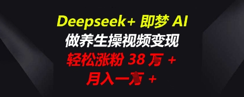 Deepseek+即梦AI，做养生操视频变现，轻松涨粉38W+，月入一W+-点格网络