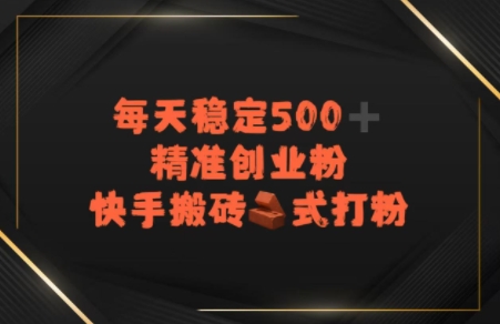 快手搬砖式打粉，每天稳定500+精准创业粉-点格网络