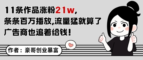 11条作品涨粉21W，条条百W播放，流量猛就算了，广告商也追着给钱-点格网络