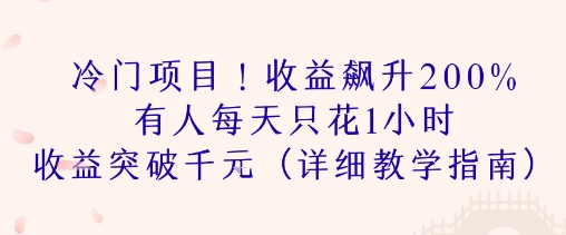 冷门项目！收益飙升200% 有人每天只花1小时 收益突破1k(详细教学指南)-点格网络