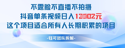 不露脸不直播不拍摄抖音单条视频日入1k+这个项目适合所有人长期积累的项目-点格网络