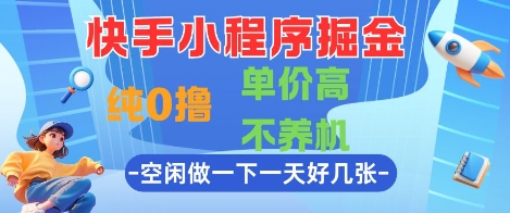 快手小程序掘金，纯0撸，单价高不养机 利用空闲时间做一做，一天好几张【揭秘】-点格网络