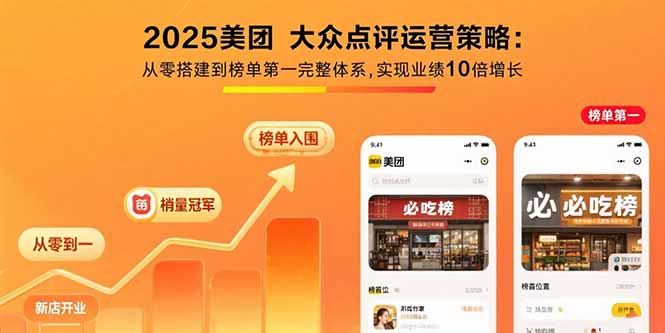 （15602期）2025美团 大众点评运营策略:从零搭建到榜单第一完整体系,实现业绩10倍增长-点格网络