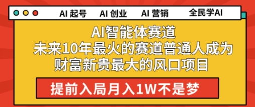 AI智能体赛道未来10年最火的赛道普通人成为财富新贵最大的风口项目提前入局月入1W-点格网络