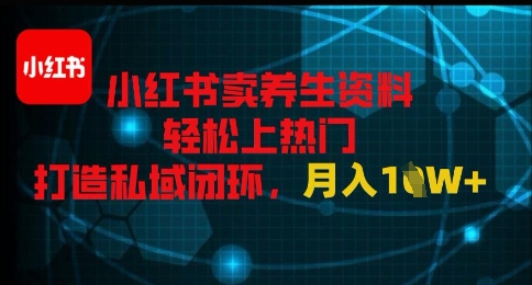 小红书卖养生资料轻松上热门，打造私域闭环，月入1W+-点格网络
