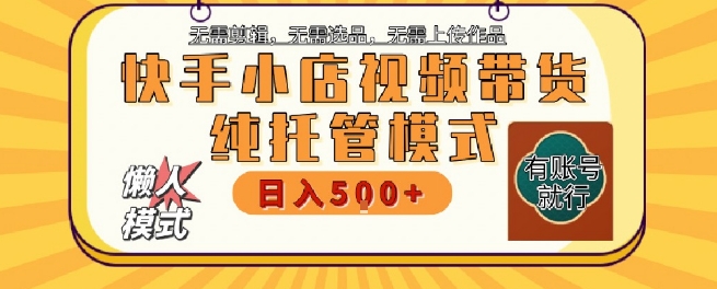 快手小店托管代运营，无需剪辑，无需选品，无需上传作品，全程无需操作，轻松月入5k+【揭秘】-点格网络