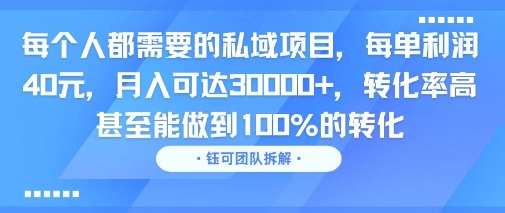 每个人都需要的私域项目，每单利润40米，月入可达3W+，转化率高 甚至能做到100%的转化-点格网络