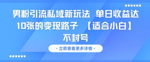 男粉引流私域新玩法，单日收益达10张的变现路子 【适合小白】不封号-点格网络