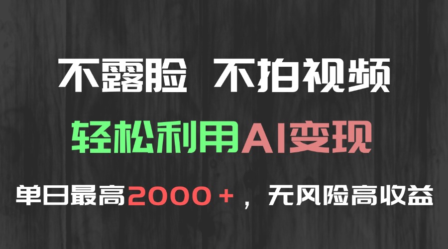 （15034期）不露脸，不拍视频，轻松利用AI变现，单日最高2000＋，无风险高利润-点格网络