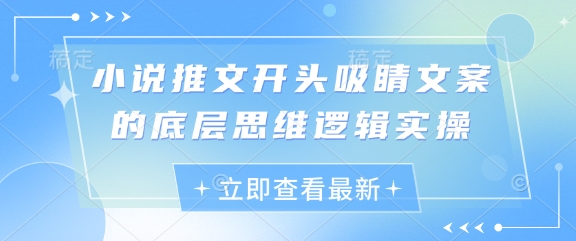 小说推文开头吸睛文案的底层思维逻辑实操-点格网络