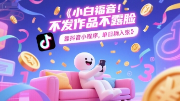 小白福音，不发作品不露脸，靠抖音小程序，单日躺入3张-点格网络