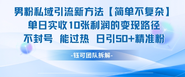 男粉私域引流新方法，单日收10张利润，日引流50+精准粉-点格网络