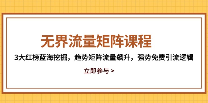 （14763期）无界流量矩阵课程，3大红榜蓝海挖掘，趋势矩阵流量飙升，强势免费引流逻辑-点格网络
