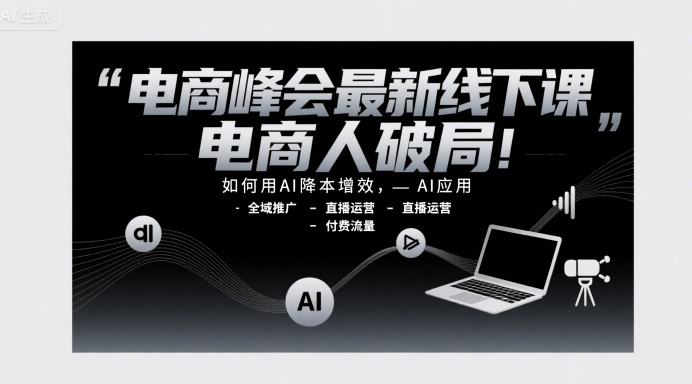 电商峰会最新线下课，电商人破局，如何用AI降本增效，AI应用-全域推广-直播运营-付费流量-点格网络