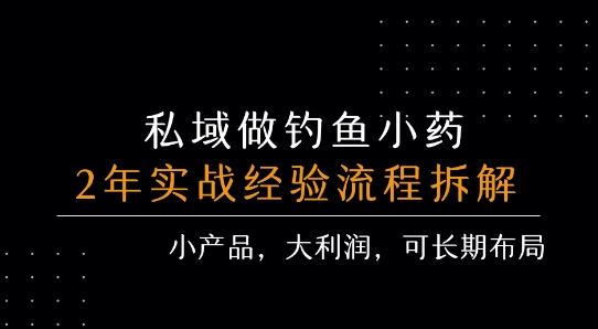 私域做钓鱼小药 每单利润3张+ 详细流程拆解-点格网络