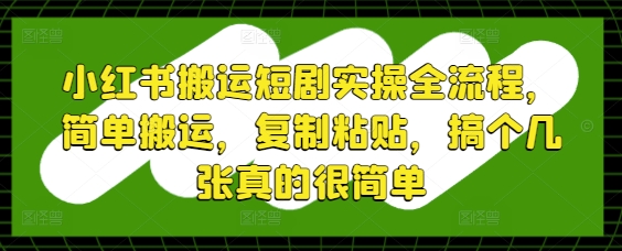 小红书搬运短剧实操全流程，简单搬运，复制粘贴，搞个几张真的很简单-点格网络
