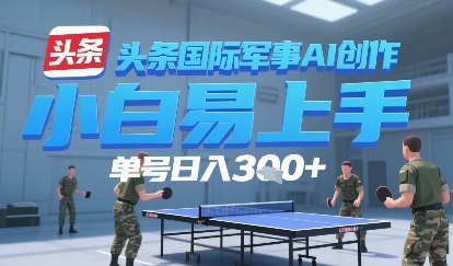 今日头条国际军事AI写作，单号每天轻松3张+-点格网络