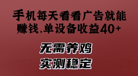 手机每天看看广告就能挣钱，单设备收益40+，无需养鸡，实测稳定【揭秘】-点格网络