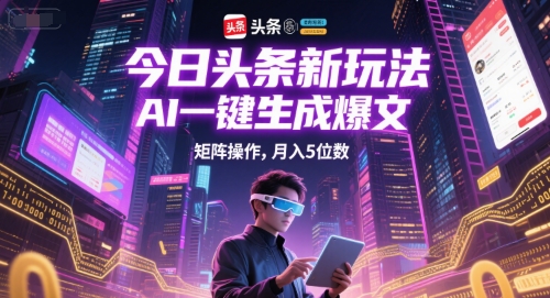 今日头条新玩法，AI一键生成爆文，矩阵操作，月入5位数-点格网络