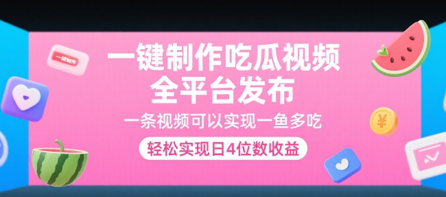 一键制作吃瓜视频，全平台发布，一条视频可以实现一鱼多吃，轻松实现日4位数收益【揭秘】-点格网络