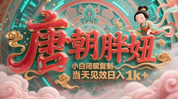 用AI克隆“唐朝胖妞”日更3条，平台疯狂推流，小白闭眼复制，当天见效，日入1k+-点格网络