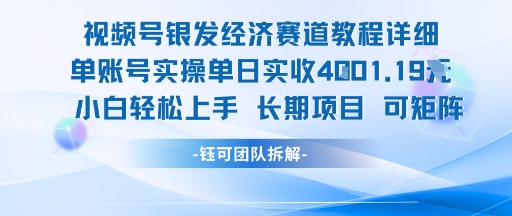 视频号银发经济赛道单账号实操单日实收1k+，小白轻松上手长期项目-点格网络