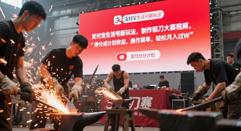 支付宝生活号新玩法，制作锻刀大赛视频，挣分成计划收益，操作简单，轻松月入过W-点格网络