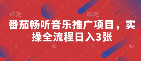 番茄畅听音乐推广项目，实操全流程日入3张-点格网络
