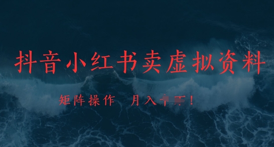 抖音小红书卖虚拟资料，市场需求一直存在，矩阵操作，月入1w+-点格网络