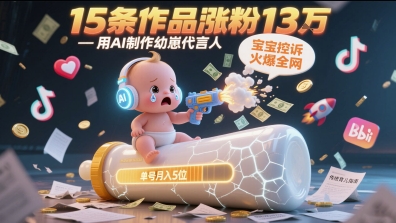 用AI制作幼崽代言人，宝宝的控诉火爆全网，15条作品涨粉13W，单号月入5位数实操教程-点格网络