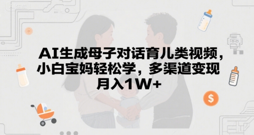 AI生成母子对话育儿类视频，小白宝妈轻松学，多渠道变现，月入1W+-点格网络