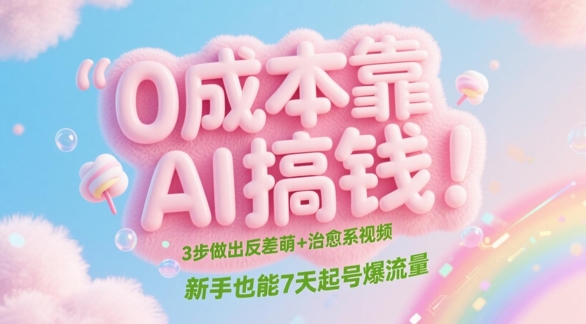 0成本靠AI搞钱！3步做出反差萌+治愈系视频，新手也能7天起号爆流量-点格网络