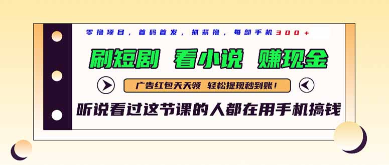 （14735期）最新短剧平台，刷短剧，看小说，赚现金，一部手机日入300+-点格网络