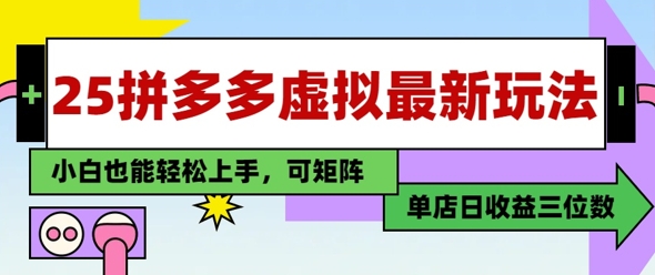 25最新拼多多虚拟电商，单店日入3位数，小白也能快速上手，保姆级教程-点格网络