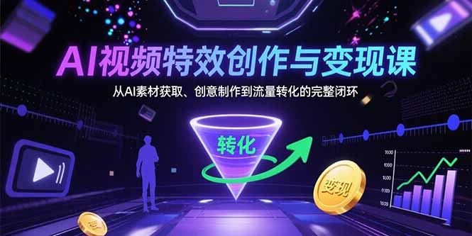 （15587期）AI视频特效创作与变现课：从AI素材获取、创意制作到流量转化的完整闭环-点格网络
