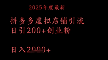拼多多复制粘贴日引200+付费创业粉，月入1w最新教程-点格网络