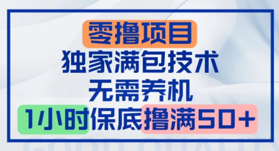 零撸顶配玩法，独家满包技术，无需养机，1小时保底撸满50+-点格网络